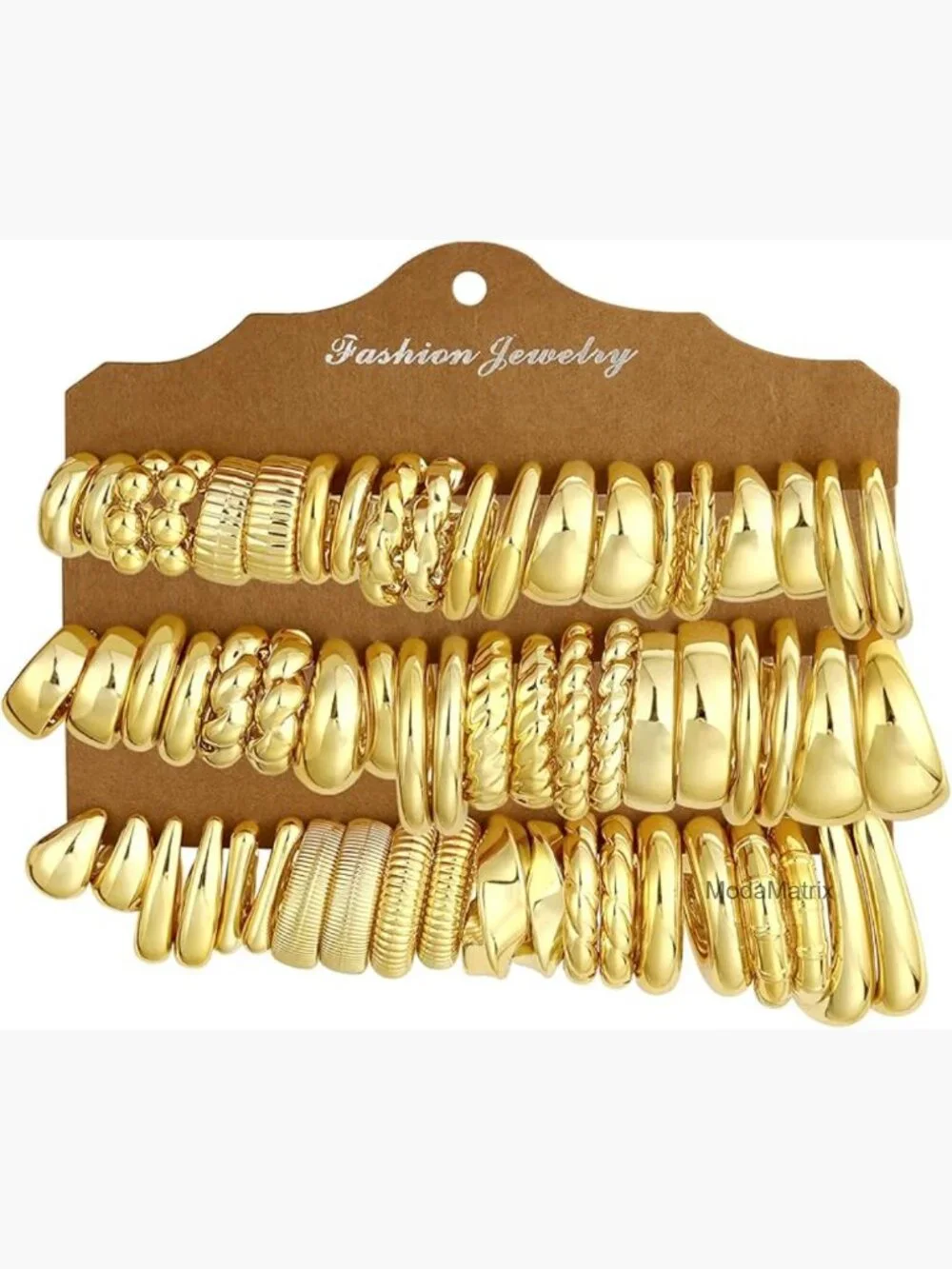 30 Pairs Chunky Gold Hoop Earrings Set - Lightweight Hypoallergenic 14K Gold